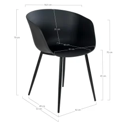 Chaise coque noire en polypropylène (lot de 2)