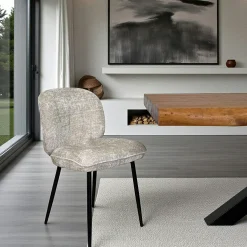 Chaise cosy en tissu beige (lot de 2) IENA