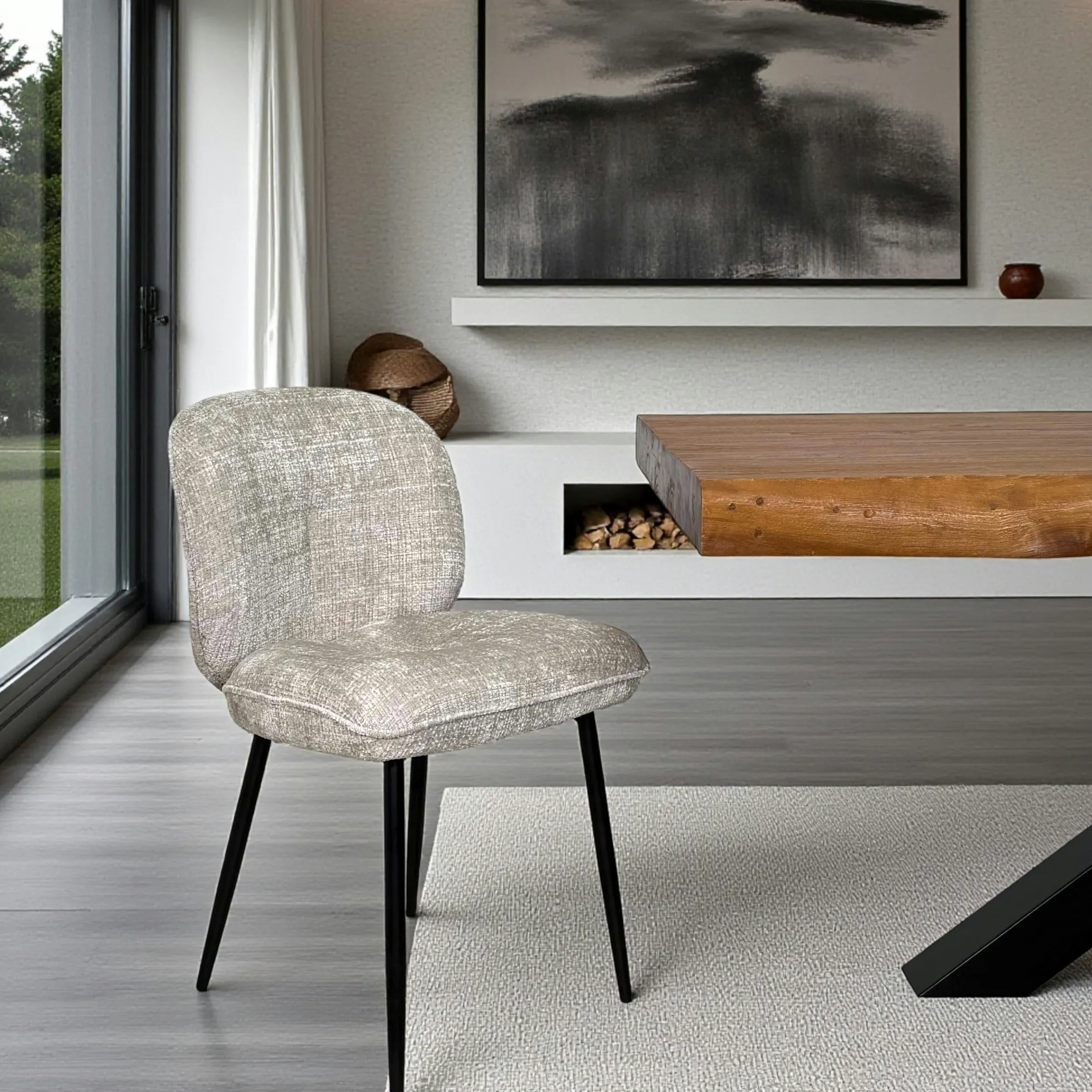 Chaise cosy en tissu beige (lot de 2) IENA