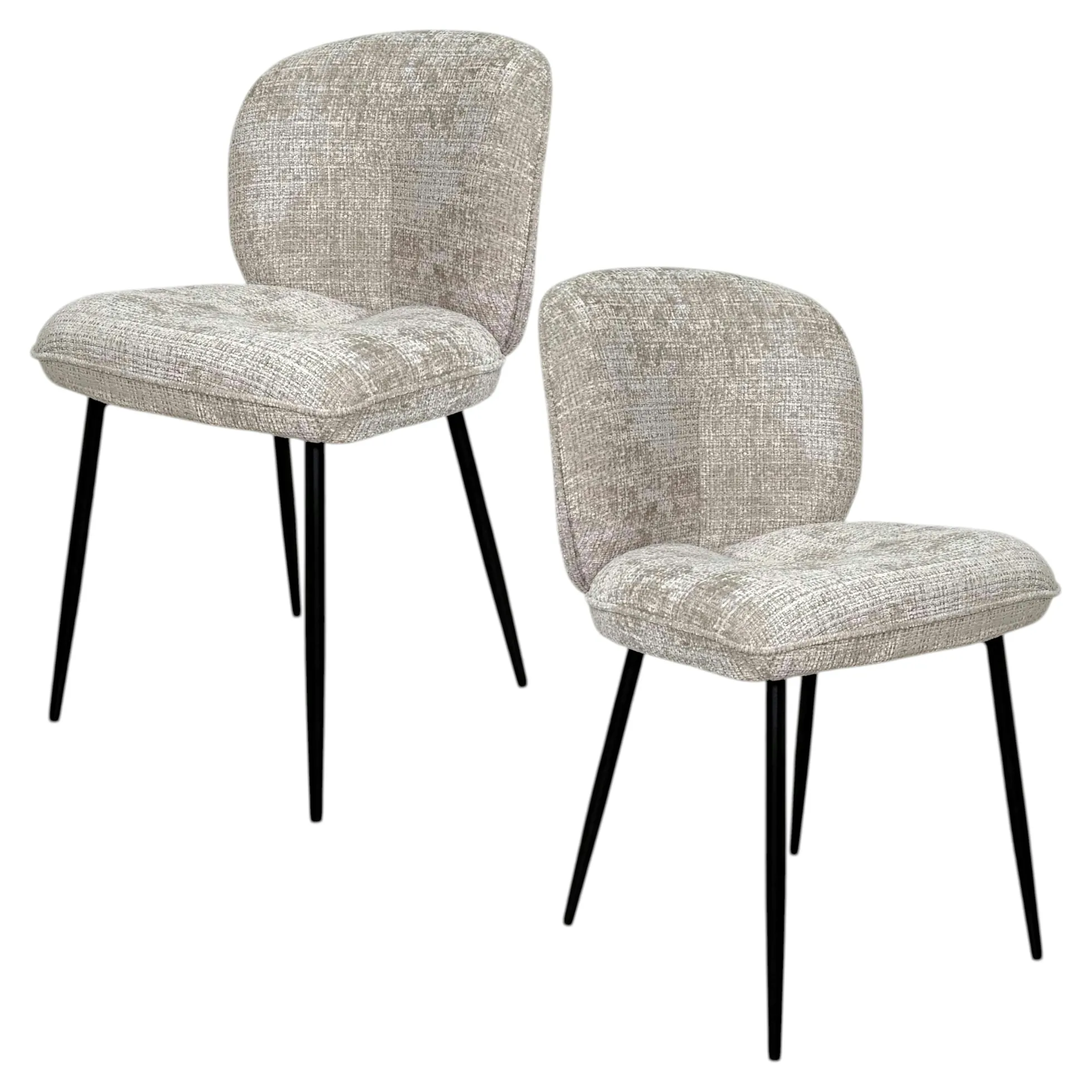 Chaise cosy en tissu beige (lot de 2) IENA