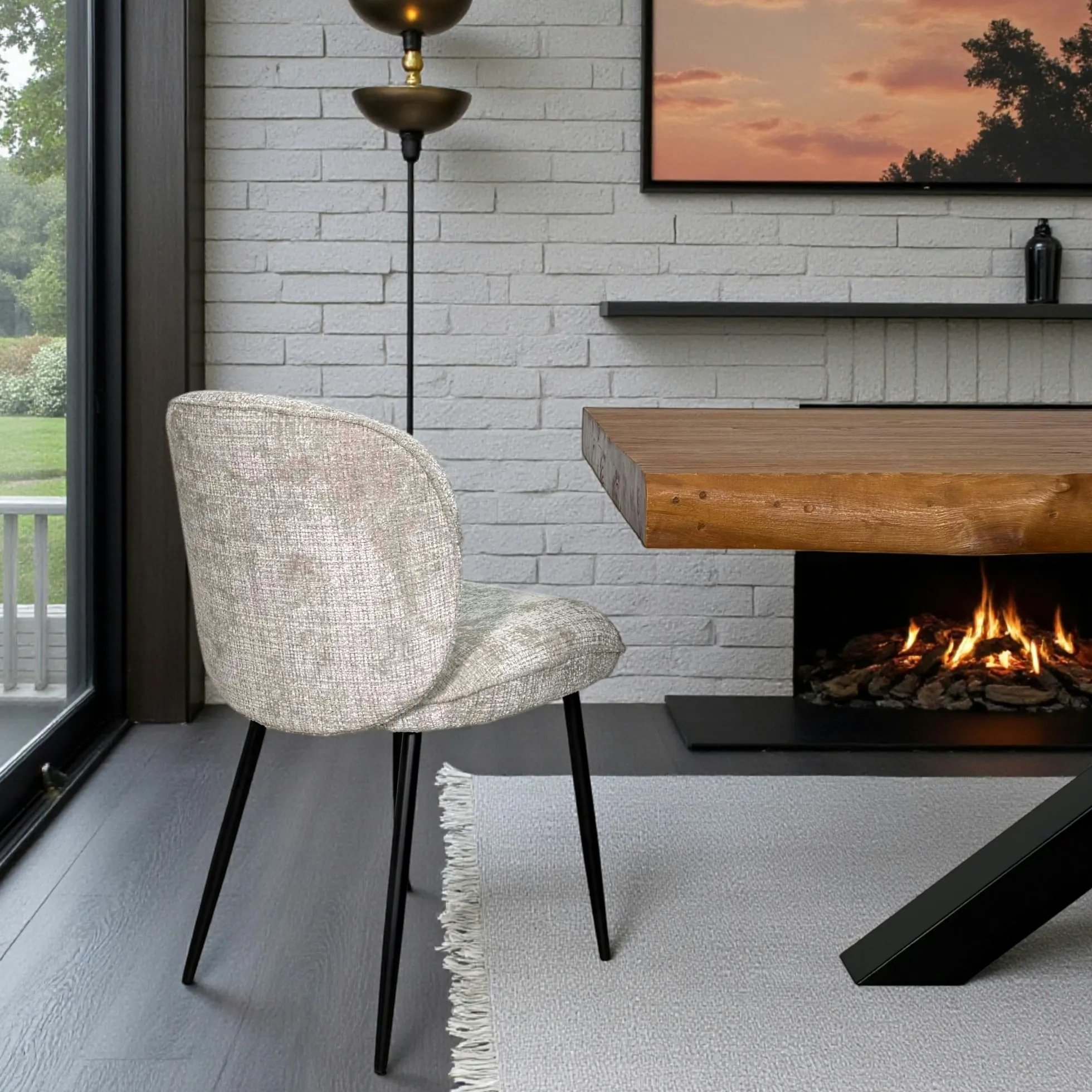 Chaise cosy en tissu beige (lot de 2) IENA