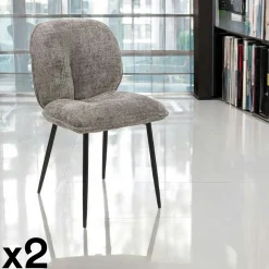 Chaise cosy en tissu gris (lot de 2) IENA