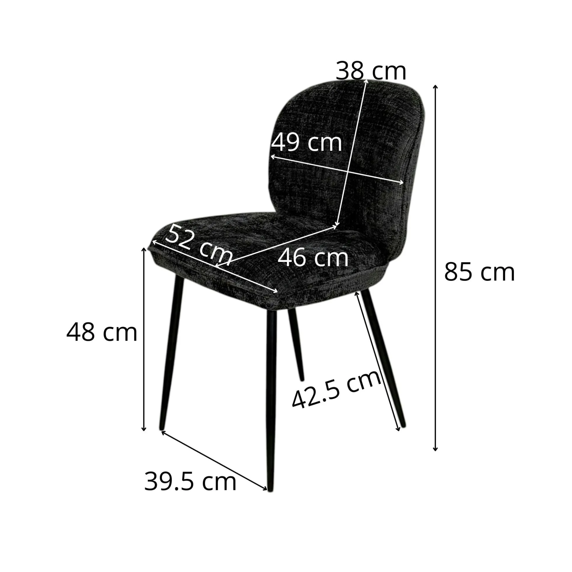 Chaise cosy en tissu noir (lot de 2) IENA