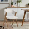 Chaise écrue bois et tissu, forme ronde (lot de 2) AGADE