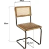 Chaise cuir et rotin havane pied luge (lot de 2) TIM