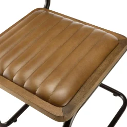 Chaise cuir et rotin havane pied luge (lot de 2) TIM