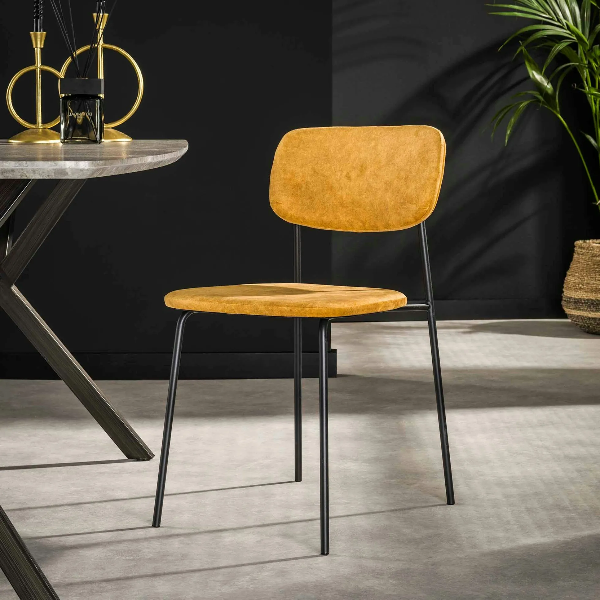 Chaise d'écolier en velours doré (lot de 2) MELBOURNE
