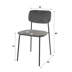 Chaise d'écolier en velours gris (lot de 2) MELBOURNE