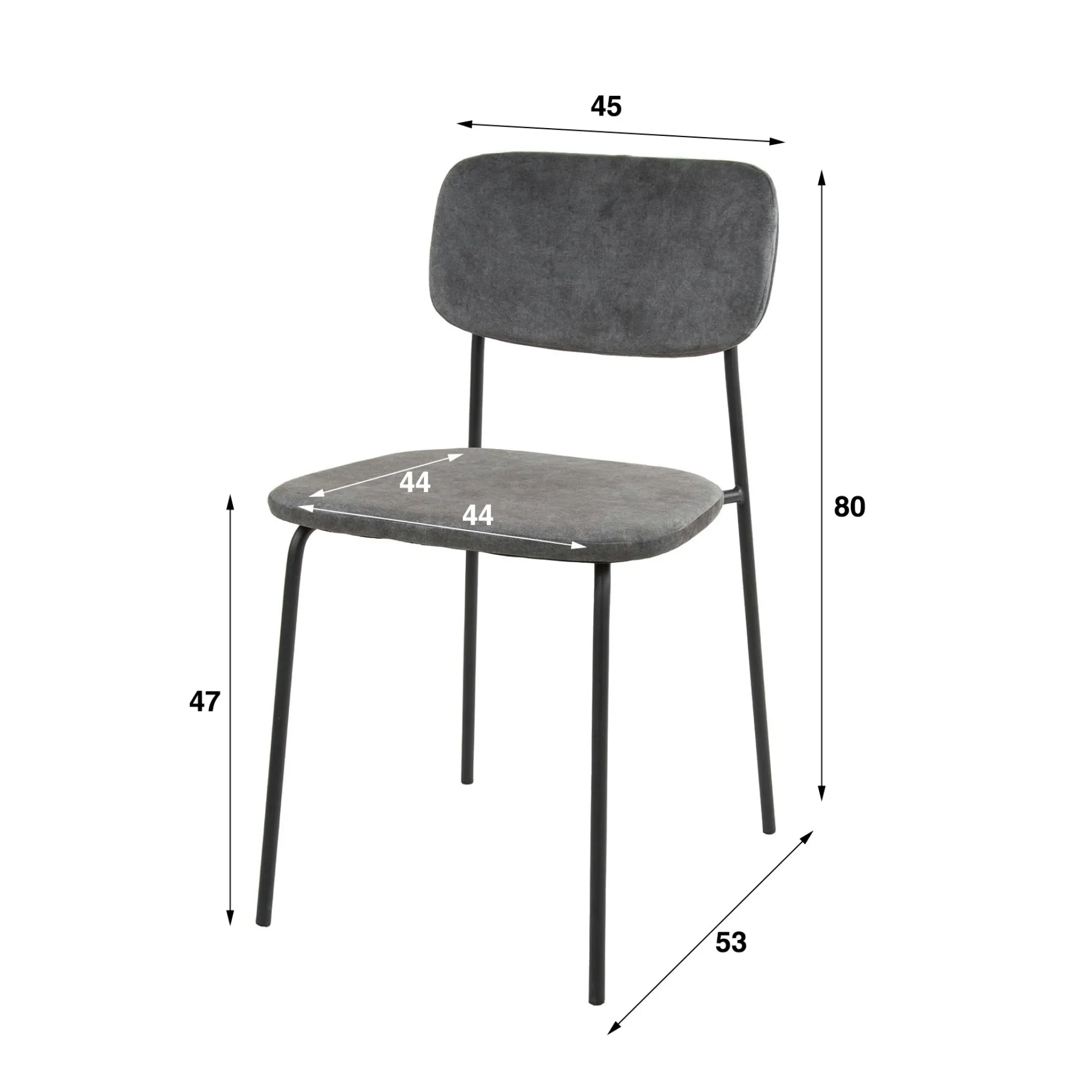 Chaise d'écolier en velours gris (lot de 2) MELBOURNE