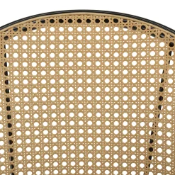 Chaise de bar assise velours noir dossier rotin arrondi (lot de 2) LOANO
