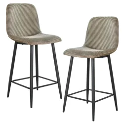 Chaise de bar beige sable en tissu côtelé (lot de 2) TAJ