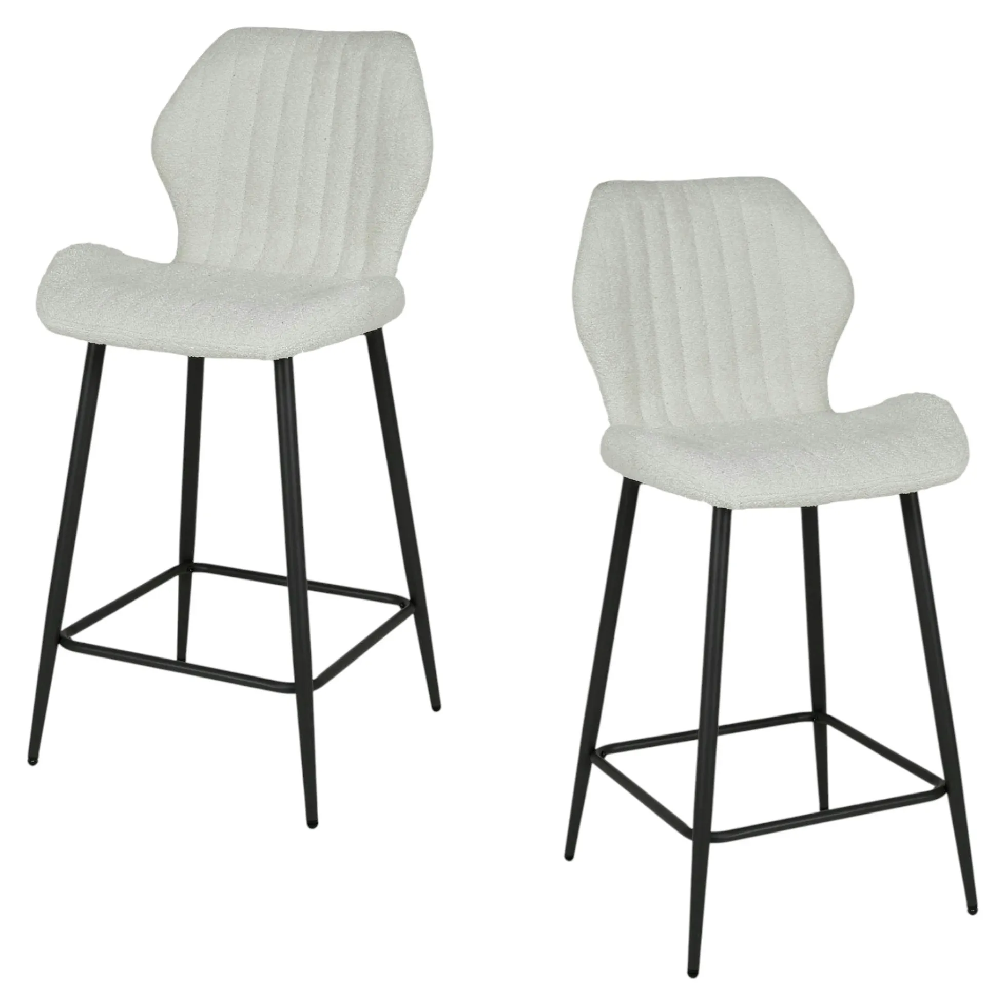 Chaise de bar blanche en bouclette avec repose-pieds (lot de 2) GALWAY