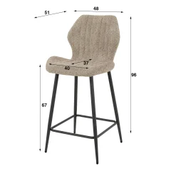 Chaise de bar blanche en bouclette avec repose-pieds (lot de 2) GALWAY