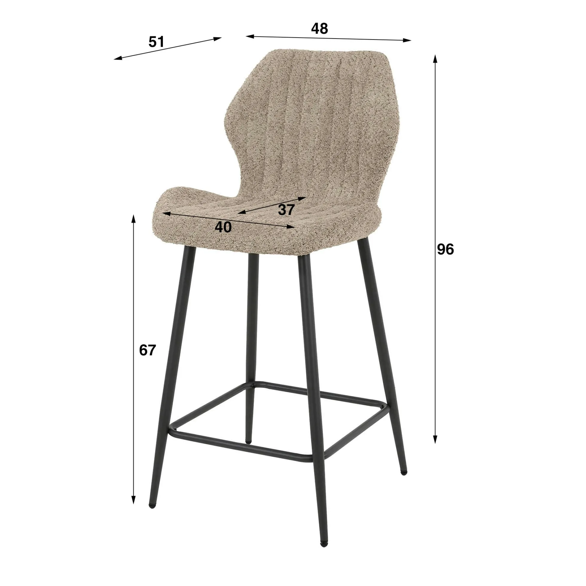 Chaise de bar blanche en bouclette avec repose-pieds (lot de 2) GALWAY