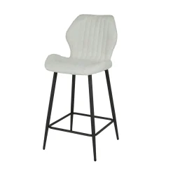 Chaise de bar blanche en bouclette avec repose-pieds (lot de 2) GALWAY