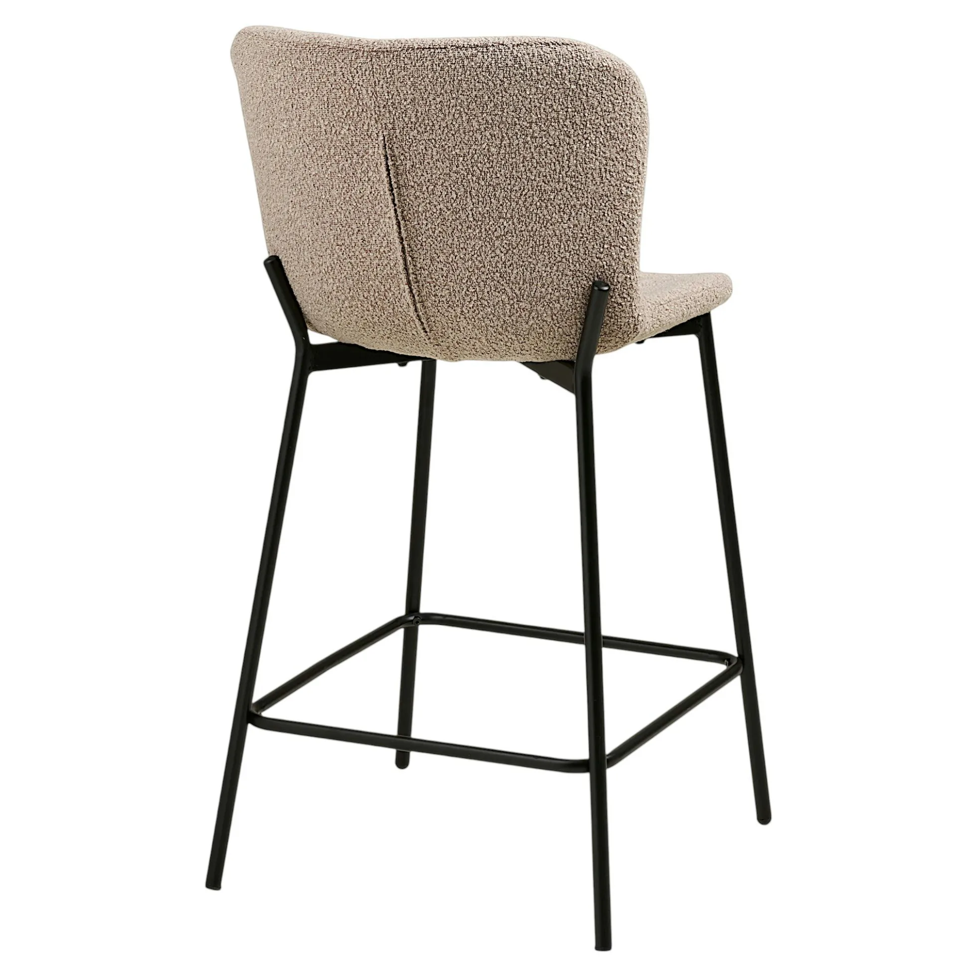 Chaise de bar bouclette beige pieds métal noir (lot de 2) BERLIN