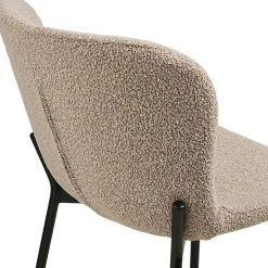 Chaise de bar bouclette beige pieds métal noir (lot de 2) BERLIN