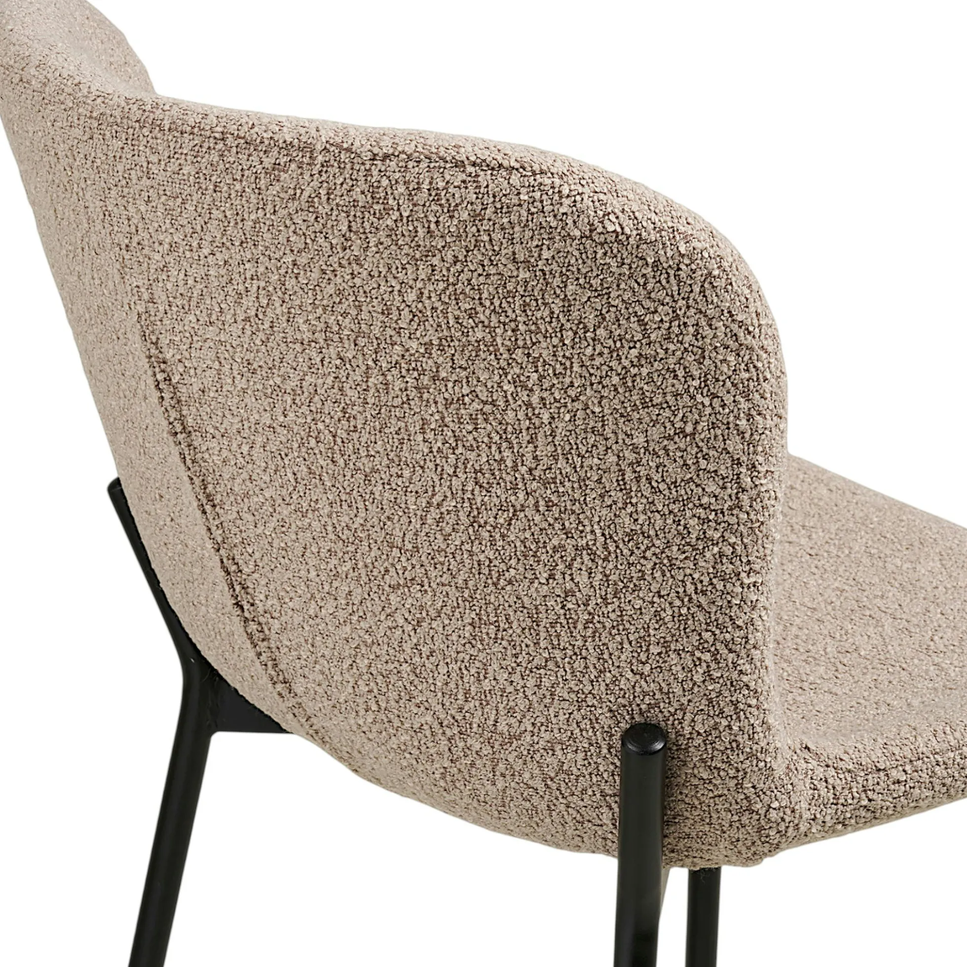 Chaise de bar bouclette beige pieds métal noir (lot de 2) BERLIN