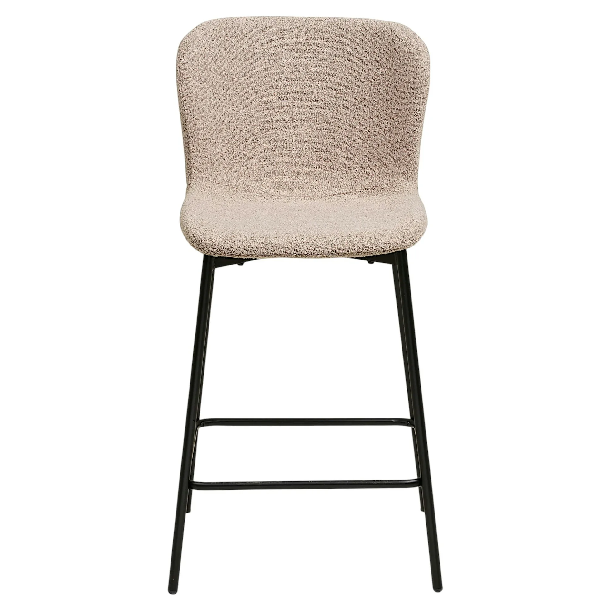 Chaise de bar bouclette beige pieds métal noir (lot de 2) BERLIN