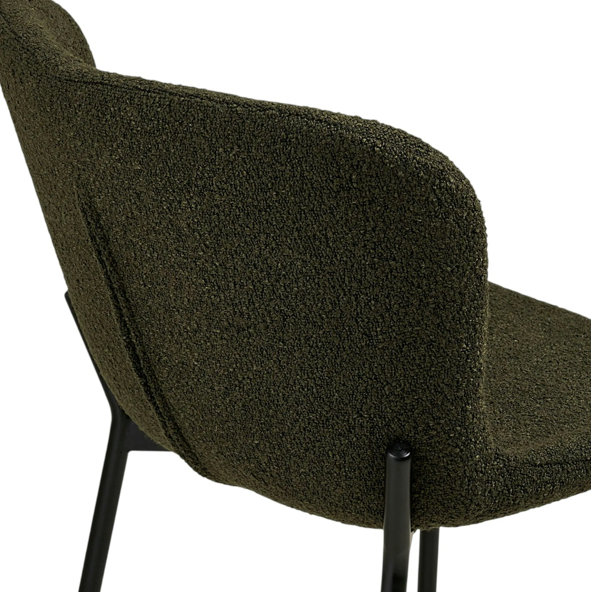 Chaise de bar bouclette verte pieds métal noir (lot de 2) BERLIN