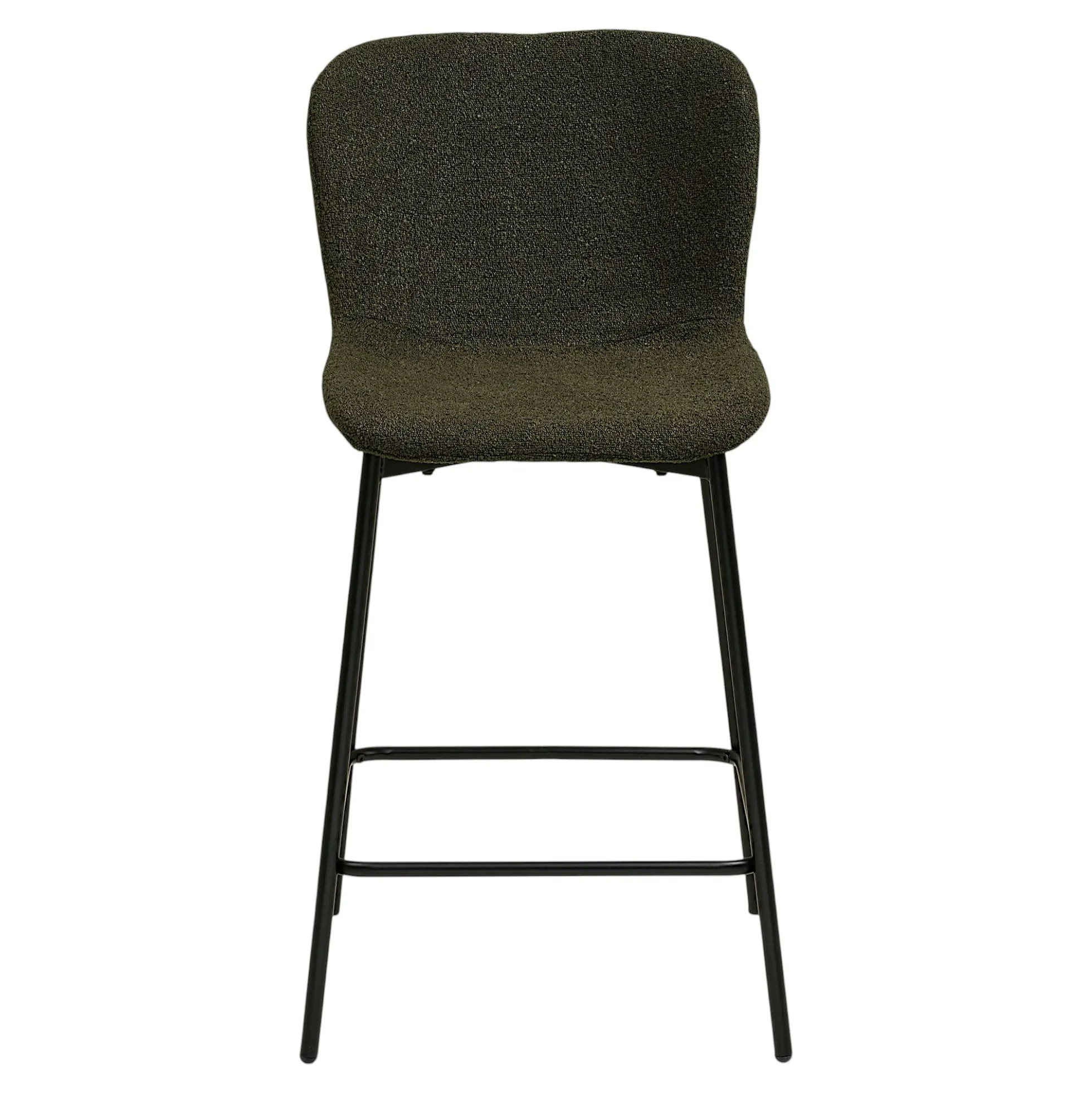 Chaise de bar bouclette verte pieds métal noir (lot de 2) BERLIN