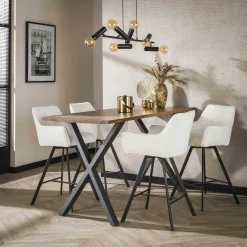 Chaise de bar confortable en bouclette blanche avec fonction pivotante (lot de 2) MELBOURNE
