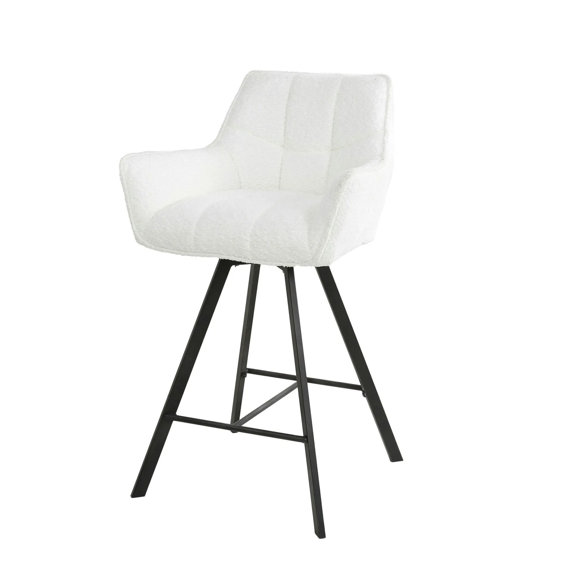 Chaise de bar confortable en bouclette blanche avec fonction pivotante (lot de 2) MELBOURNE