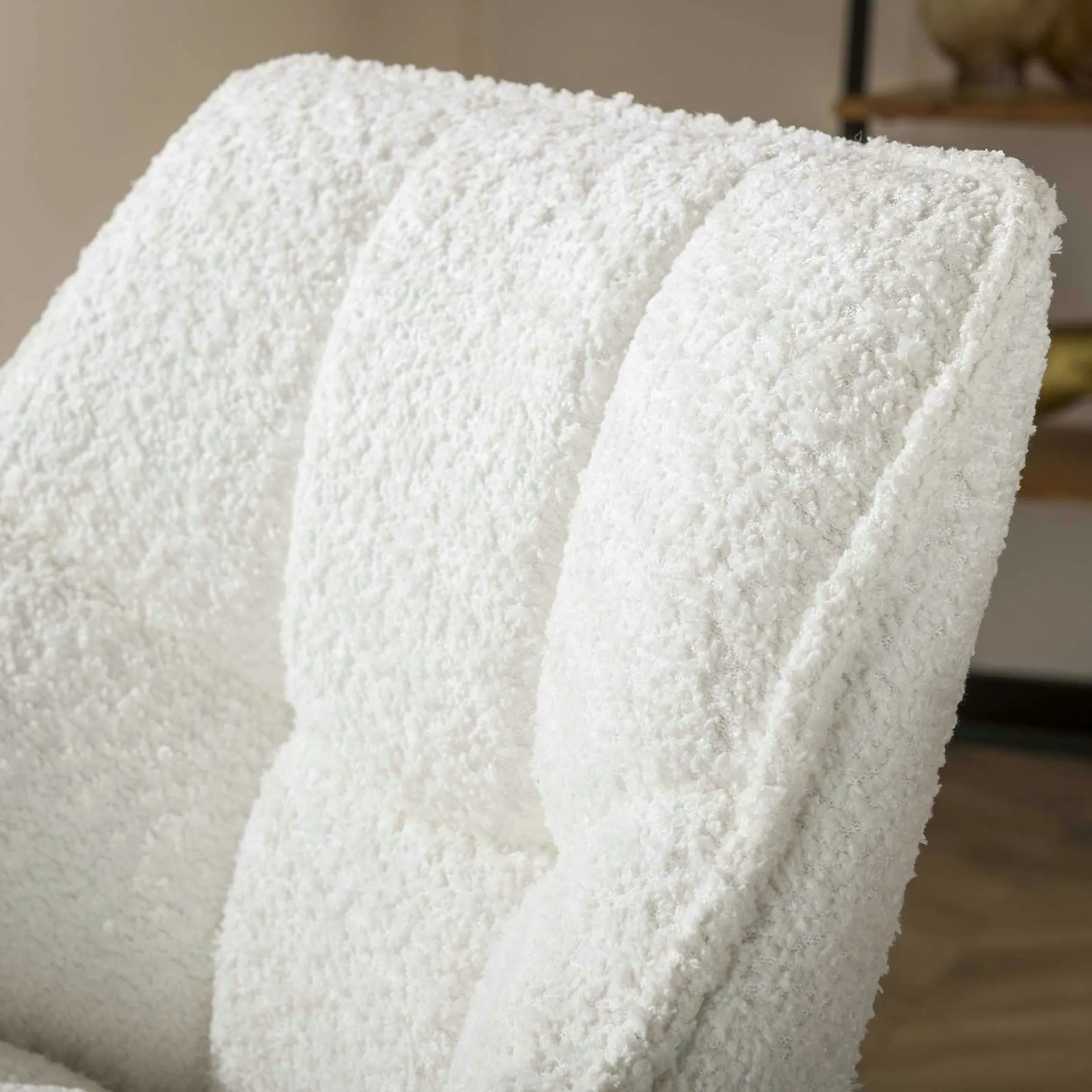 Chaise de bar confortable en bouclette blanche avec fonction pivotante (lot de 2) MELBOURNE