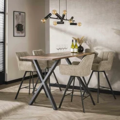 Chaise de bar confortable en bouclette sable avec fonction pivotante (lot de 2) MELBOURNE