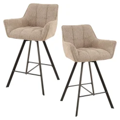 Chaise de bar confortable en bouclette sable avec fonction pivotante (lot de 2) MELBOURNE