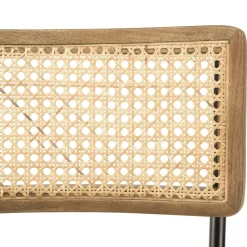 Chaise de bar cuir havane et cannage (lot de 2) TIM