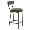 Chaise de bar en bouclette marron avec repose-pieds (lot de 2) BERLIN