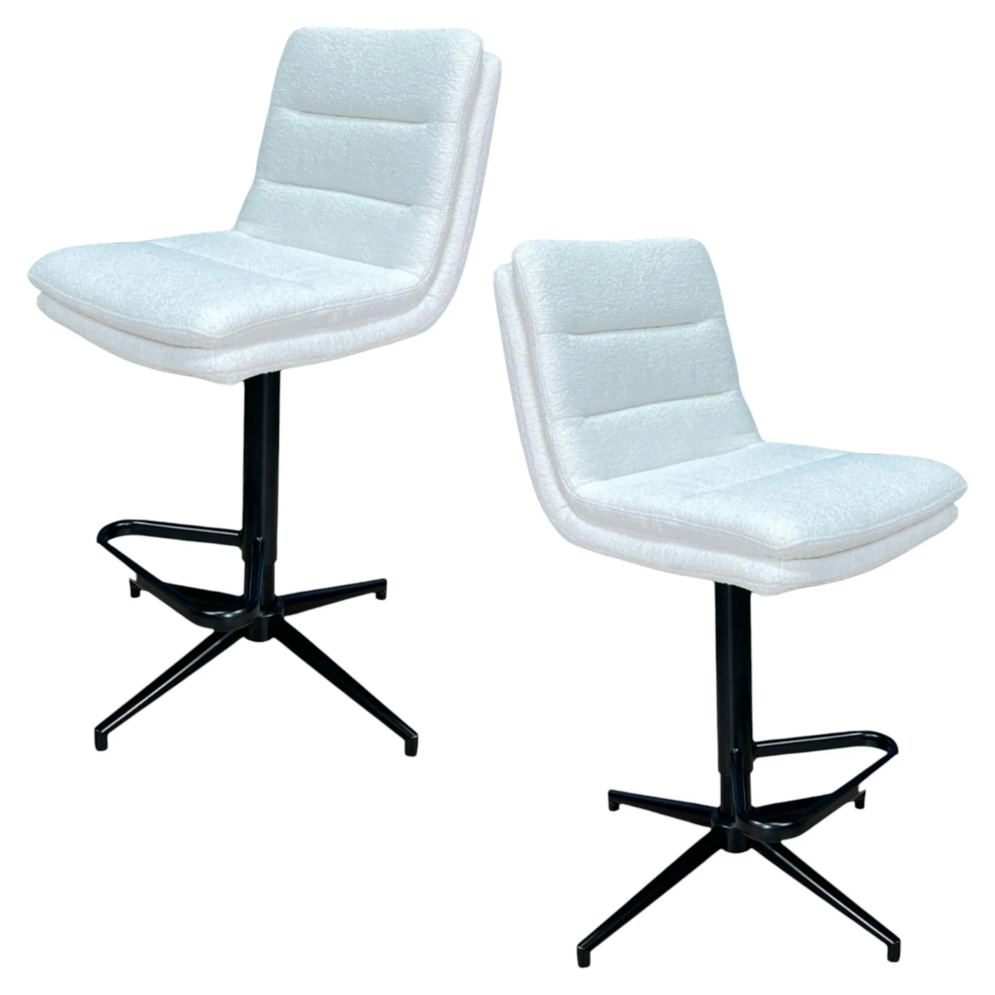 Chaise de bar en bouclettes blanches réglable en hauteur (lot de 2) PALERME