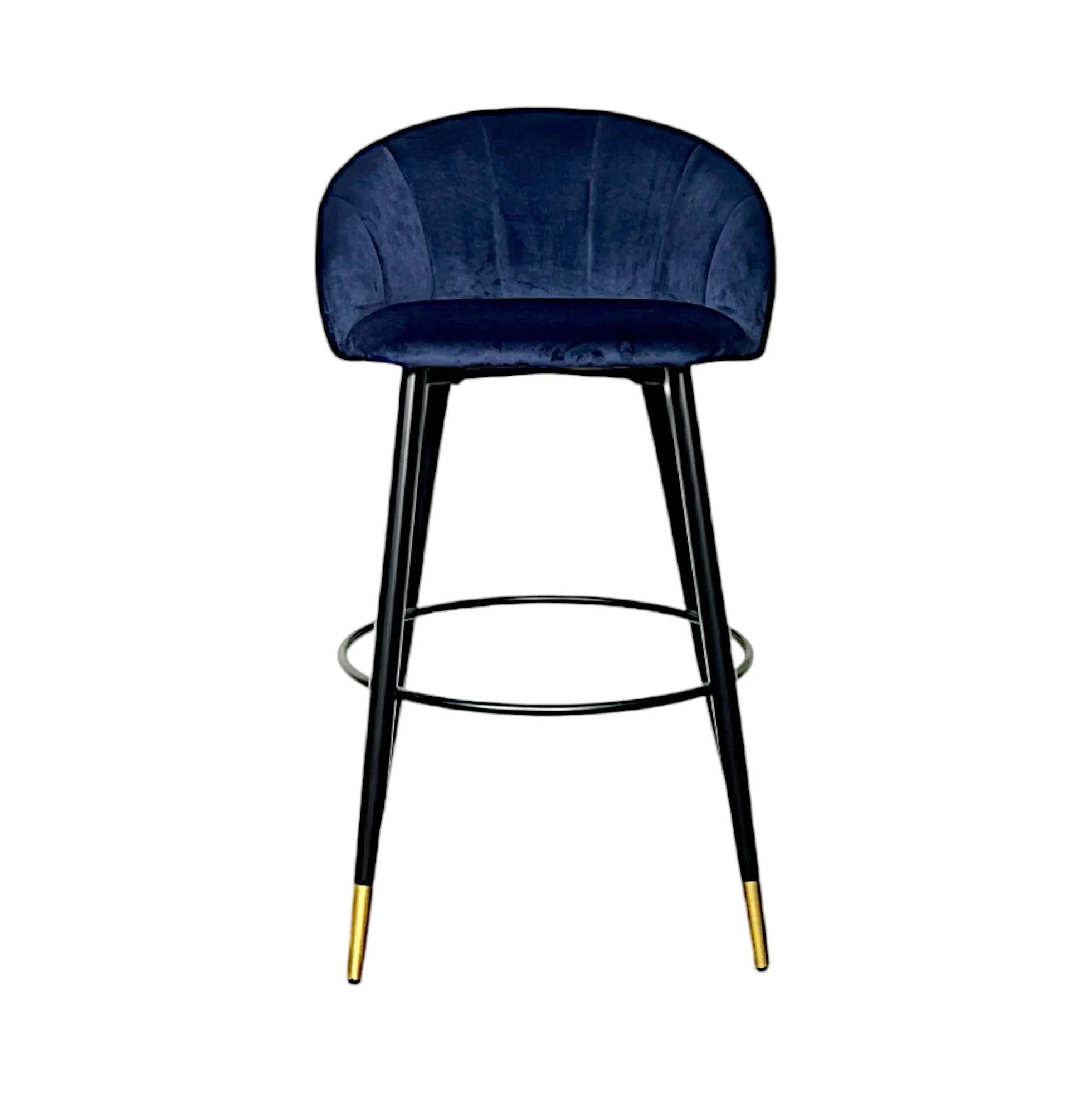 Chaise de bar en velours bleu forme coquillage (lot de 2) HAWAI
