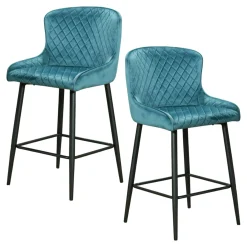 Chaise de bar en velours bleu (lot de 2) ARLINGTON