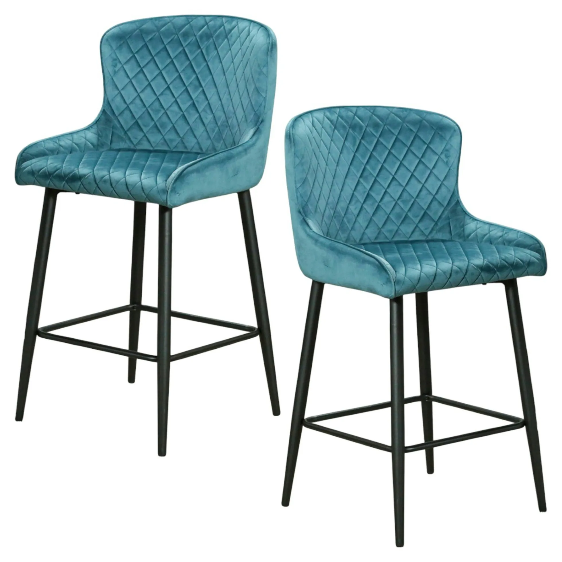 Chaise de bar en velours bleu (lot de 2) ARLINGTON