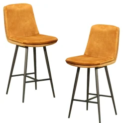 Chaise de bar en velours doré à double coussinage (lot de 2) OKA
