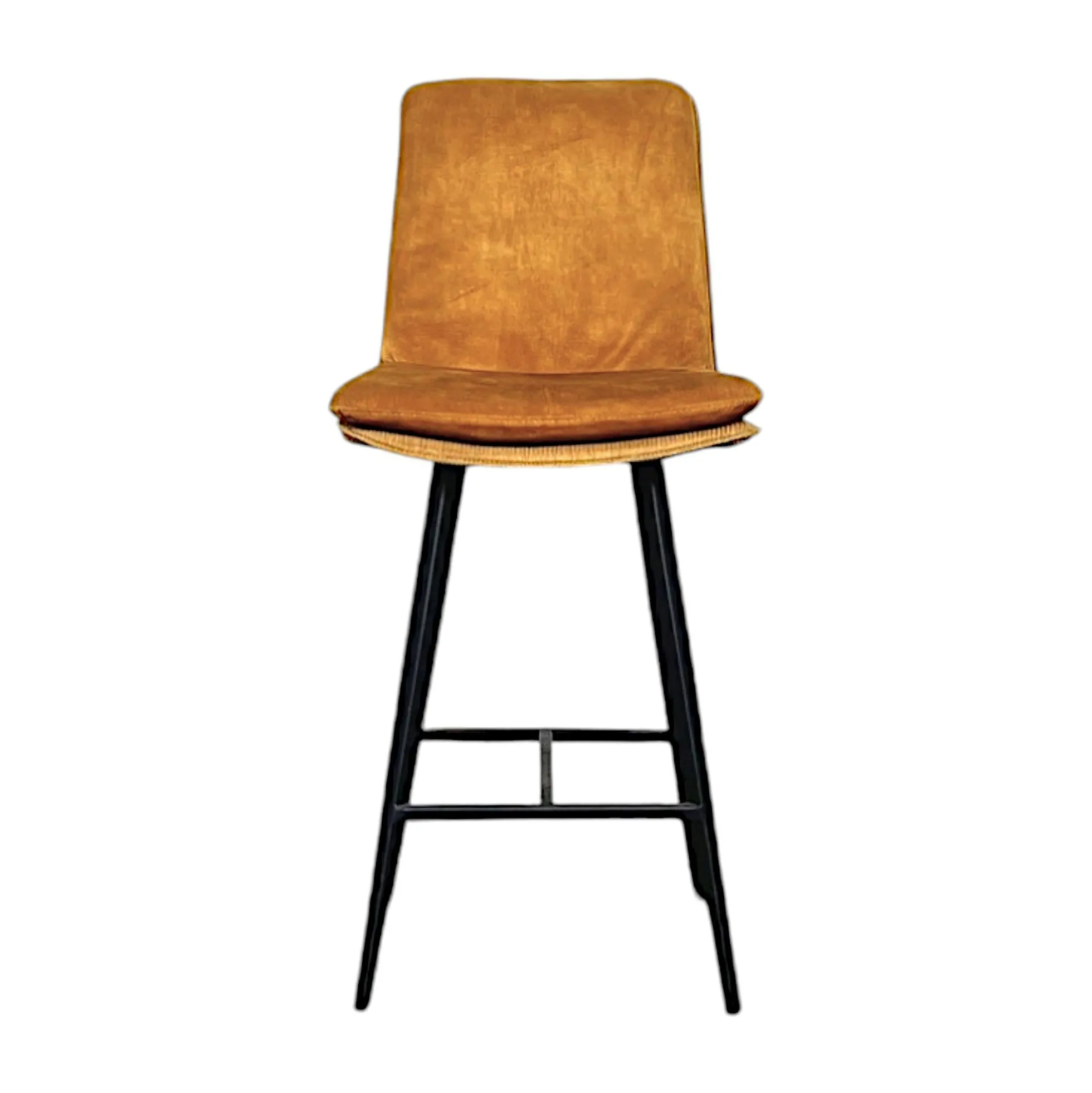 Chaise de bar en velours doré à double coussinage (lot de 2) OKA
