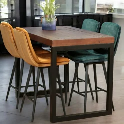 Chaise de bar en velours doré à double coussinage (lot de 2) OKA