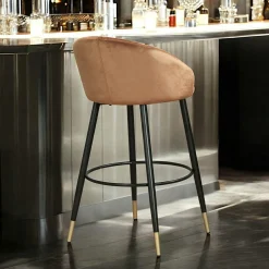 Chaise de bar en velours doré forme coquillage (lot de 2) HAWAI