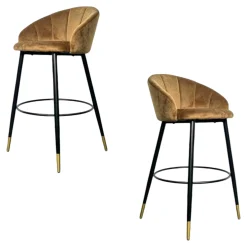 Chaise de bar en velours doré forme coquillage (lot de 2) HAWAI