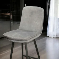 Chaise de bar en velours gris à double coussinage (lot de 2) OKA