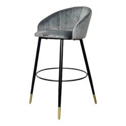 Chaise de bar en velours gris forme coquillage (lot de 2) HAWAI