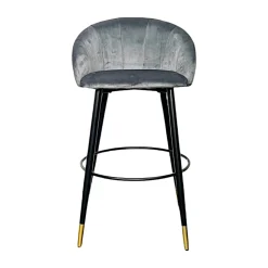 Chaise de bar en velours gris forme coquillage (lot de 2) HAWAI