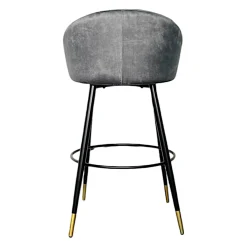Chaise de bar en velours gris forme coquillage (lot de 2) HAWAI