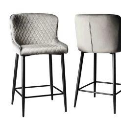 Chaise de bar en velours gris (lot de 2) ARLINGTON