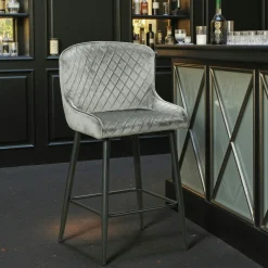 Chaise de bar en velours gris (lot de 2) ARLINGTON