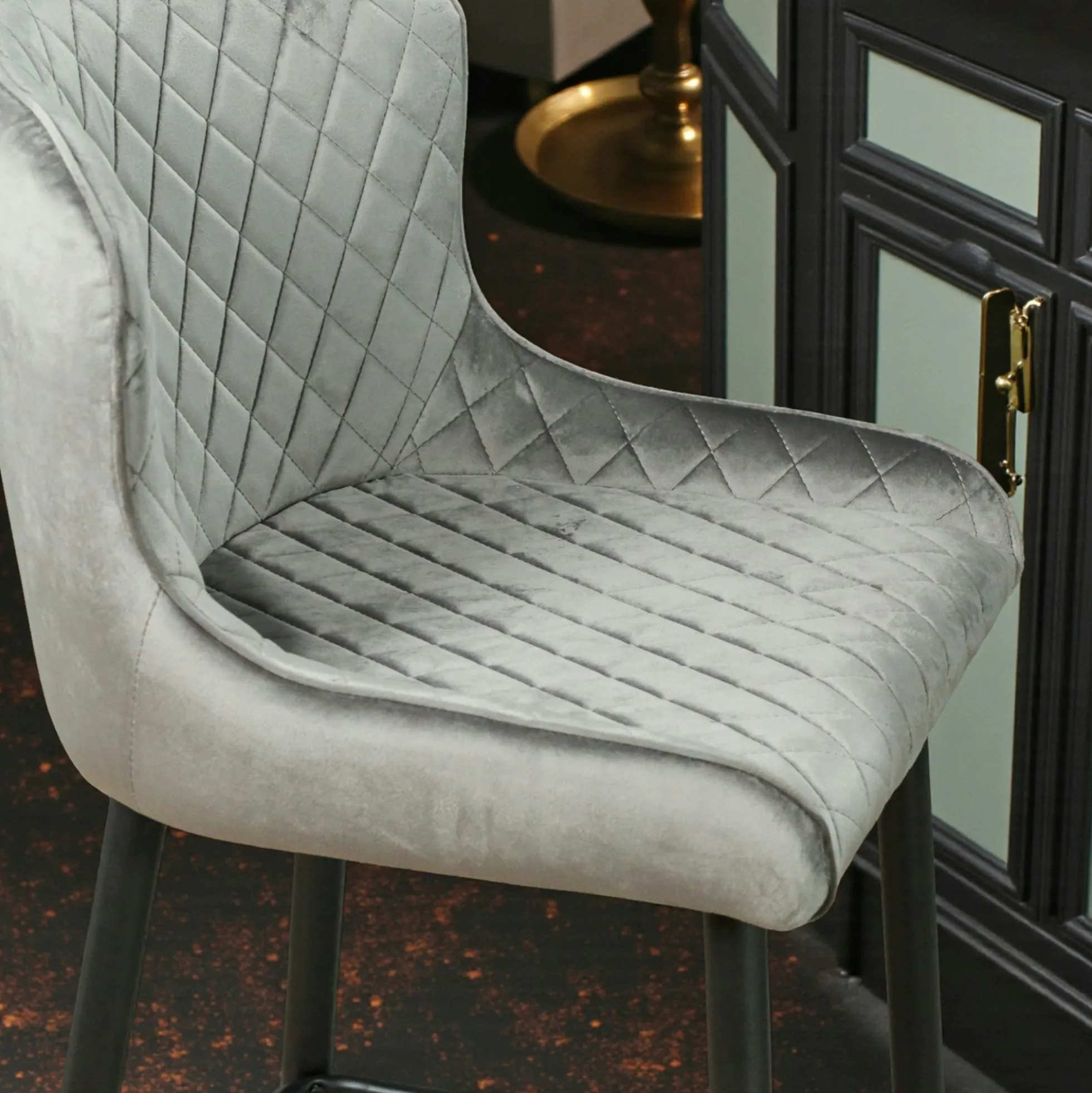 Chaise de bar en velours gris (lot de 2) ARLINGTON