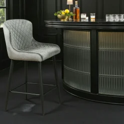 Chaise de bar en velours gris (lot de 2) ARLINGTON