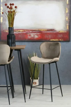 Chaise de bar en velours gris style moderne (lot de 2) MELBOURNE